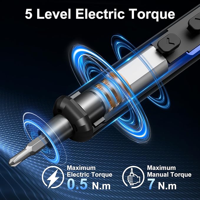 STREBITO Electric Screwdriver, 67 in 1 Electric Precision Screwdriver Set | 50 S2 Preicison Bits, 5 Torque Settings, 4 LED Lights, Cordless Screwdriver Repair Tool Kit for PC Building Electronics