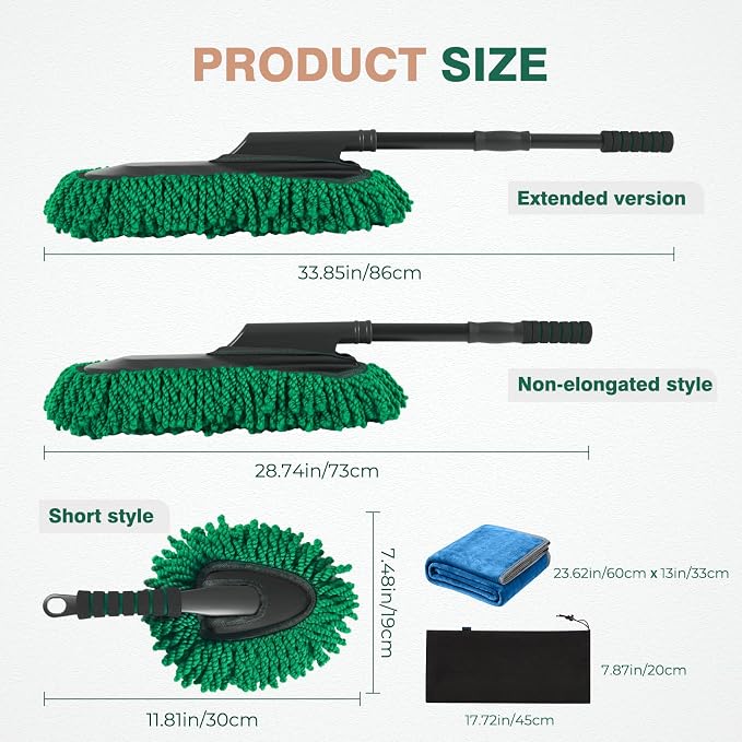 FLORICH Microfiber Car Duster Kit, Large Extendable Car Duster Exterior Scratch Free, Durable Car Brush Interior for Cars RV Truck