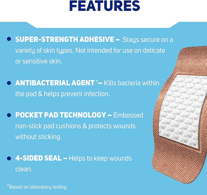 Care Science Heavy Fabric Adhesive Bandages, Assorted Sizes, 60 Count | Flexible + Breathable Protection for First Aid and Wound Care.