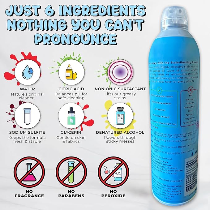 Stain Remover Spray, 360° Continuous Spray Bottle, 4.2 Oz (Pack of 1) | Non-Toxic, Stain Remover Family Safe Formula, Effective Stain Cleaning Spray for Clothes, Carpet, Seats, Friendly Packaging