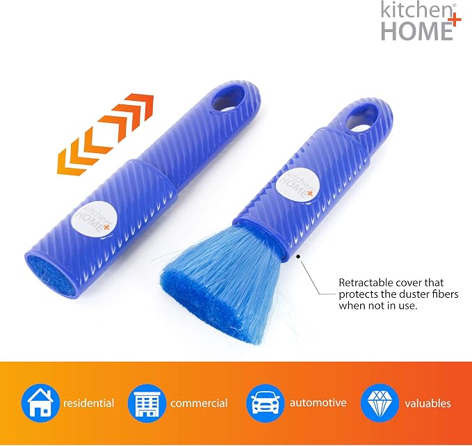 Kitchen + Home Compact Static Duster - 6.5" Inch Travel Duster with Carry Case - Electrostatic Duster attracts dust Like a Magnet!