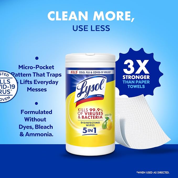Lysol Disinfecting Wipes, Multi-Surface Cleaner, Crisp Linen, 80 ct.