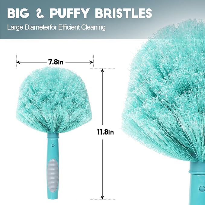 TelesPro 30 Feet High Reach Cobweb Duster with 6-24Ft Extension Pole, Webster Cobweb Duster with 5-Stage Telescopic Aluminum Pole, Spider Web Brush for Outdoor & Indoor Cleaning - Soft Bristles.