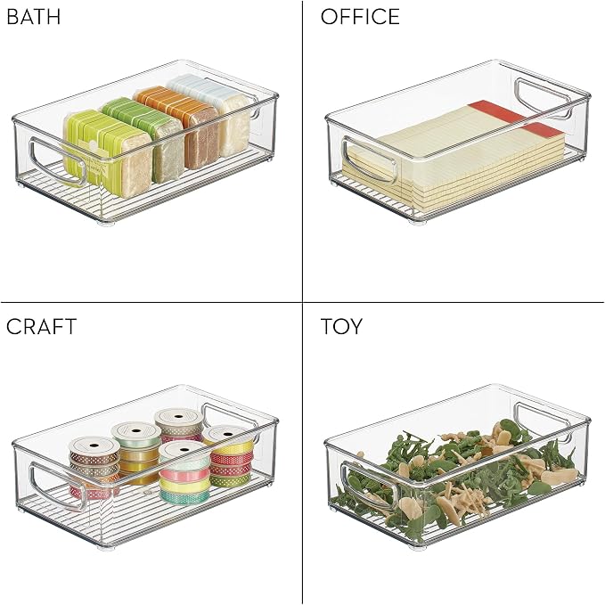 iDesign Stackable Pantry Bin with Handles, Set of 4, Clear | Kitchen Storage, Made in USA