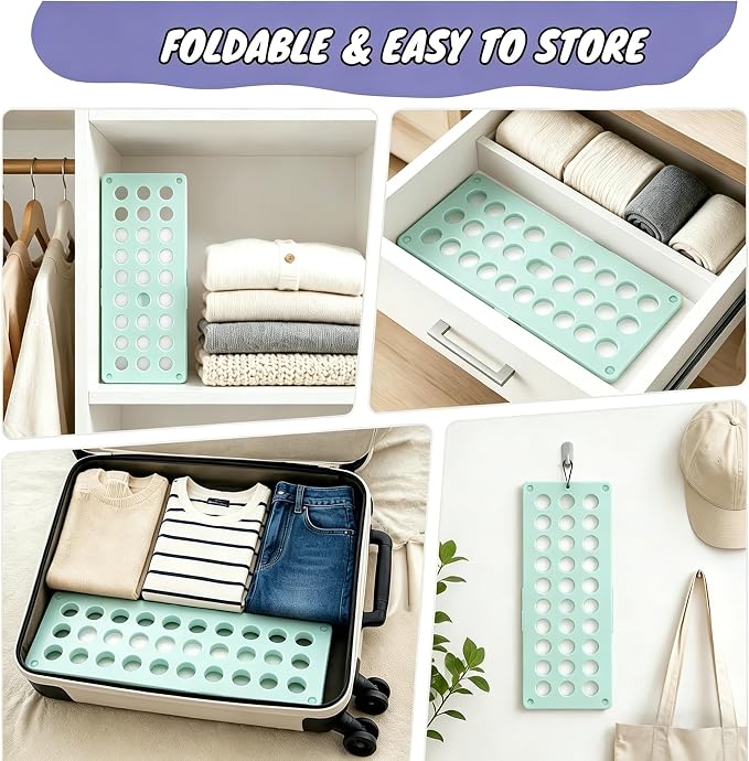 Mini Toddler Shirt Folding Board - Ages 1-7 Blue, Builds Independence | great for Montessori laundry, lightweight PP, smooth rounded edges, quick & simple, develops confidence & skills, stores flat