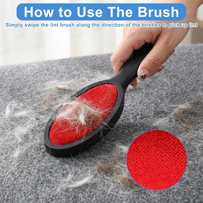 2 pcs Dual-Sided Lint Brush for Clothes - Reusable Pet Hair Remover for Fabric Carpet Furniture