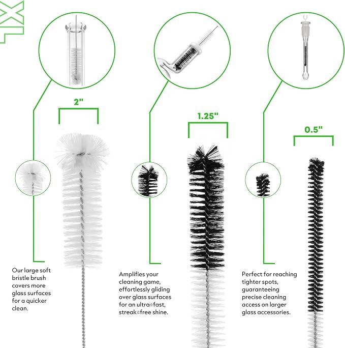 P.Perfect | XL Brush Pack | Large Heavy Duty Pipe Tube Cleaning Brush Kit, 6pcs