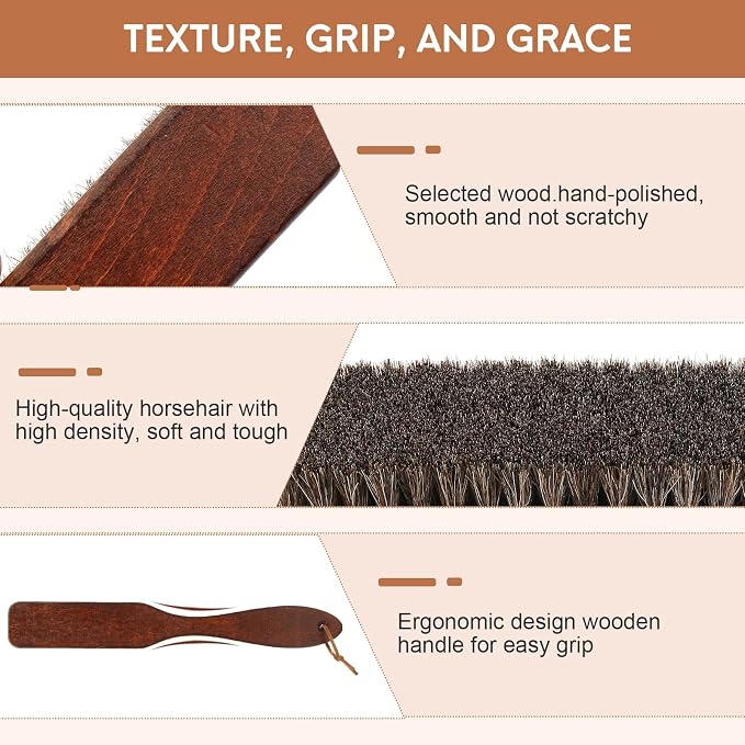 100% Horse Hair Clothes Brush for Wool Coats Cashmere Suits No Shedding Soft Bristle Garment Brush for Lint Removal Premium Beechwood Handle Hat Brush for Cowboy Hats Felt Fedora Cleaning Tailor Grade