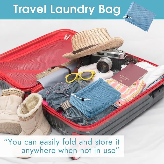 2 Pack Mesh Laundry Bags 23x34 Inch Drawstring Locking for Travel Home | Mesh bags with locking drawstring, Tear-resistant for blankets & towels, Lightweight foldable for travel/dorm