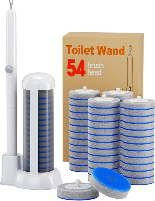 Disposable Toilet Brush, Toilet Cleaner, Toilet Brush (Including 54 Replacement Brush Heads) for deep Cleaning of Toilets, Toilet Brush and Brush Holder Set for maintaining Bathroom Hygiene.