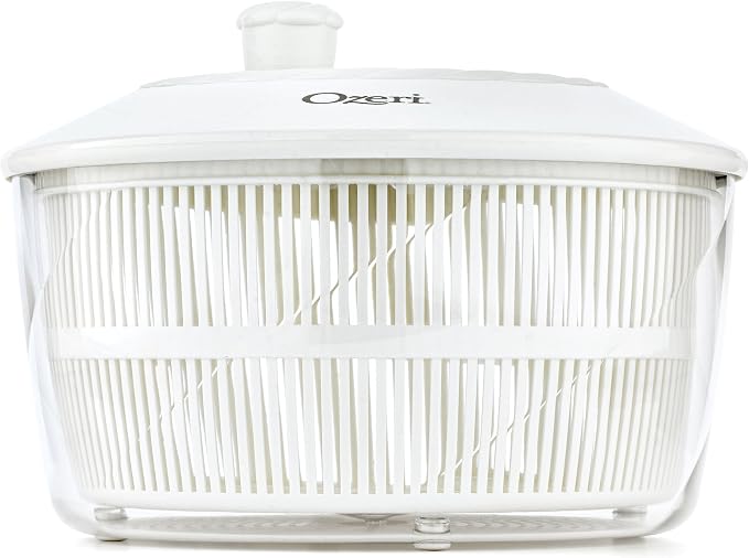 Ozeri Italian Made Fresca Salad Spinner and Serving Bowl, BPA-Free,White, 4.4 qt