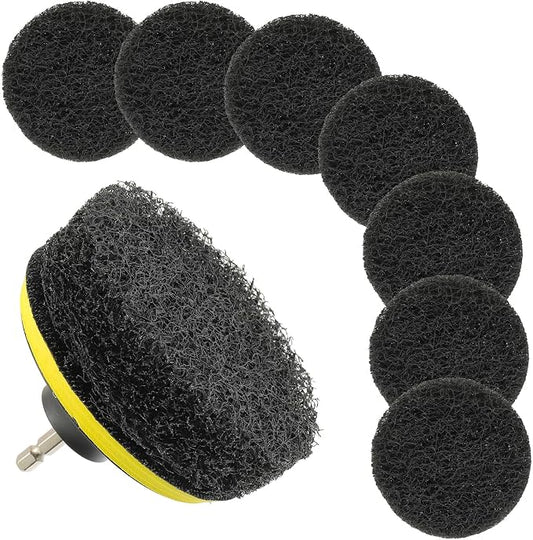 4 Inch Drill Brush Scrub Pads Cleaning Kit, 5X Faster Cleaning, Reusable Double Sided Scrub Pad for Bathroom Shower Tub Tile Grout Kitchen Toilet Hard Surfaces, 9 Pack(Black)