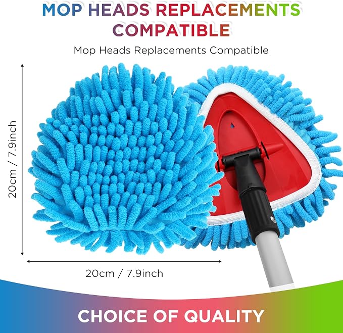 Baderke 3 Pack Chenille Mop Heads Replacements Compatible with 1 Tank System Chenille Duster Replacement Heads Microfiber Spin Mop Refill Pads Reusable Dust Refills for Floor Cleaning (Multicolor)