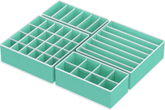 Simple Houseware 4-Pack Drawer Organizer Set for Underwear/Socks/Bra | Turquoise, Closet Dividers for Underwear, Socks, Bras, Scarves, Ties - Foldable Non-Woven Storage Boxes