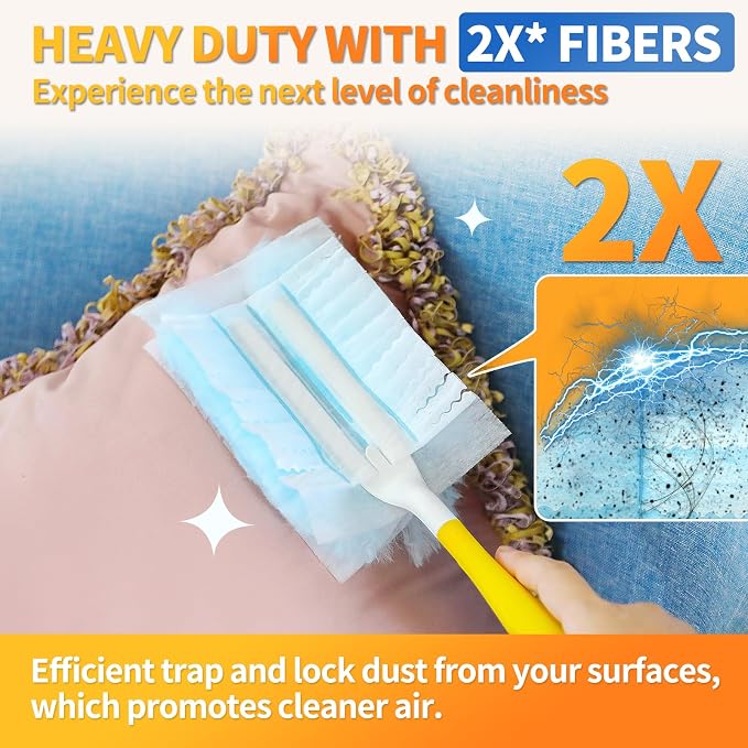 100 Count Electrostatic Duster Refills Compatible with Swiffer Duster, Multi-Surface Dusting Refills, Microfibre Dusters for Cleaning, Unscented