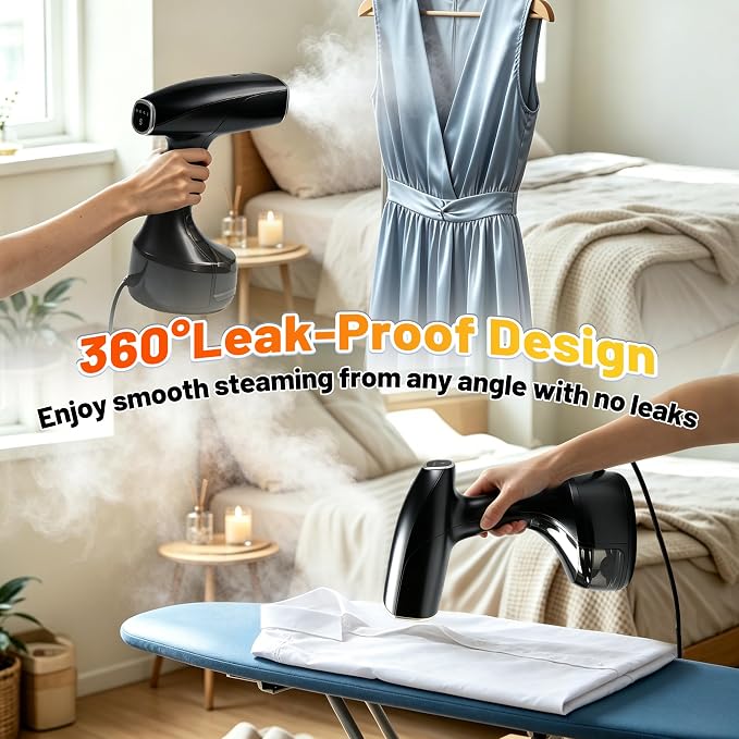 Handheld Steamer for Clothes, 1800W Powerful Steam & Fast Wrinkle Remover | 3 Steam Settings, 25S Fast Heat-up, 110-120V, Fabric Brush & 280ml Big Capacity, ideal for home & travel wrinkle removal