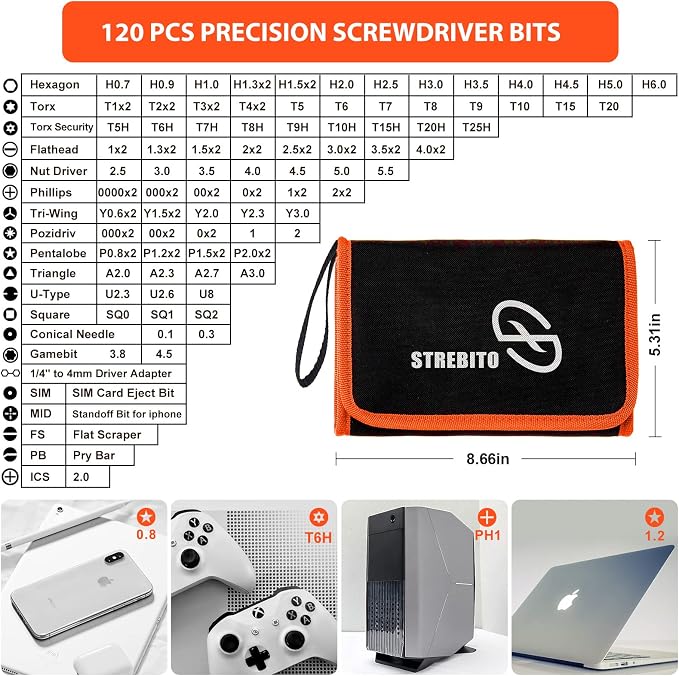 STREBITO Precision Screwdriver Set 142-Piece Electronic Repair Tool Kit | 120 Bits Magnetic Repair Tool Kit for iPhone, MacBook, Computer, Laptop, PC, Tablet, PS4, Xbox, Nintendo, Game Console