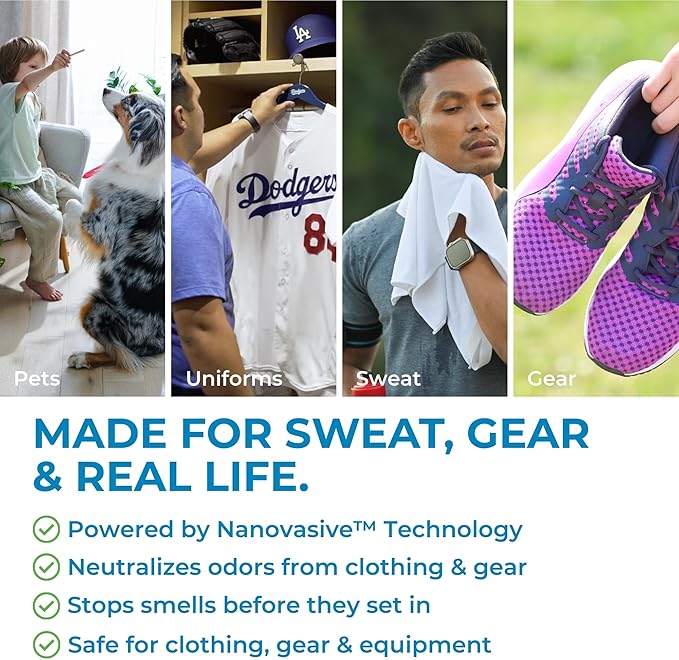 SWEATX Odor Eliminator Spray for Shoes and Clothes, Victory, 16 fl oz | No Wash Multipurpose Deodorizer for Stinky Shoes, Gym Bags and Sports Equipment, Concentrated Non Toxic Formula
