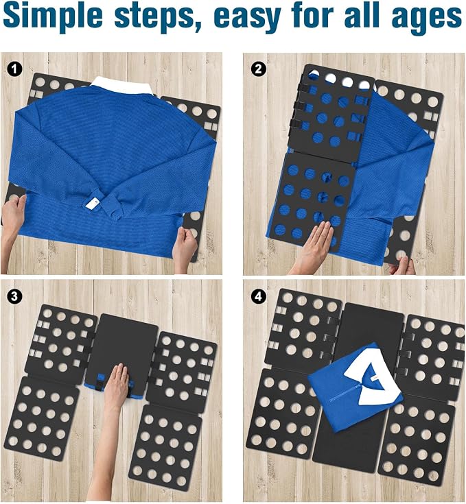 Geniusidea V1 Shirt Folding Board t Shirt Folder Durable PP Plastic Laundry Folders Folding Tool for Adults and Children Fast and Fun
