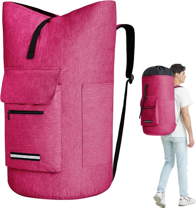 Laundry Bag Extra Large 115L，Laundry Backpack with Shoulder Straps，Sturdy Travel Laundry Bags with 4 Pockets，Laundry Backpack Heavy Duty，Clothes Hamper Bag XXL，College Dorm Essentials