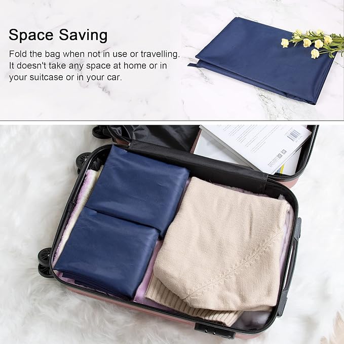 2 Pack Extra Heavy-Duty Laundry Bag with Handles, Navy, 28x36" | Extra Large, Machine Washable, Reinforced Handles, Drawstring Closure, Name ID Tag, For College Dorm Travel