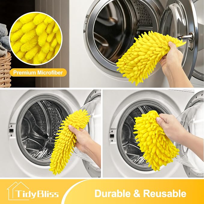 TidyBliss 77” Ceiling Fan Blades Cleaner Duster with Extension Pole, Extendable Flexible Dust Cleaning Brush, Reusable Chenille Mop for Baseboard Wall Floor Blinds Cobweb