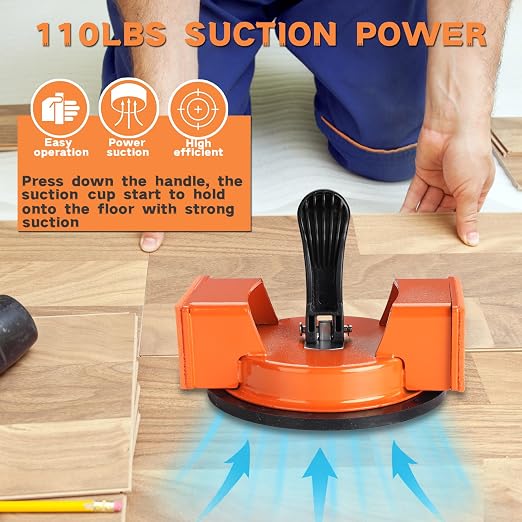 REXBETI Floor Gap Fixer Tool, Plank Gap Repair Kit, Heavy Duty Suction Cup | Double 90° Widened Striking, 10Pcs Sticky Pads, Laminate Flooring Tool, Fixer Laminate/Vinyl Flooring/Hardwood/LVP