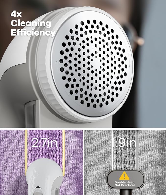 Ruidla Lint Remover, Fabric Shaver for Clothes and Furniture | Sweater Shaver with 6-Leaf Blades & Safety Lock, Lint Shaver Fabric Shaver 4 Times Efficiency to Remove Pilling(Grey)