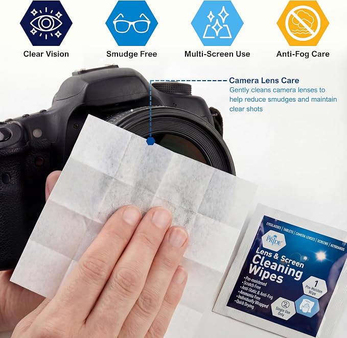 MED PRIDE Lens & Screen Cleaning Wipes, Anti-Fog, Anti-Static, 400-Count