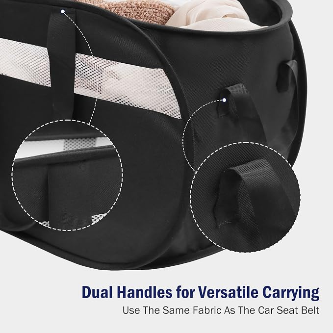 Collapsible Tear Proof Laundry Baskets with Dual Handles, Black | 70L, Foldable, Pop up Hamper, Reinforced Durable Laundry Hamper for Home, Laundry, Bathroom, Dorm or Travel
