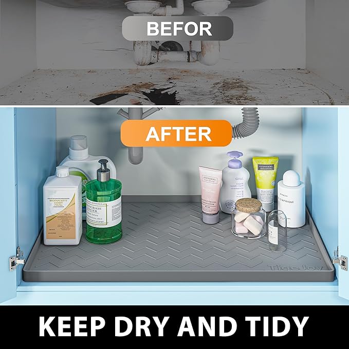 TigeJoy 28" x 22" Under Sink Mats for Kitchen Waterproof