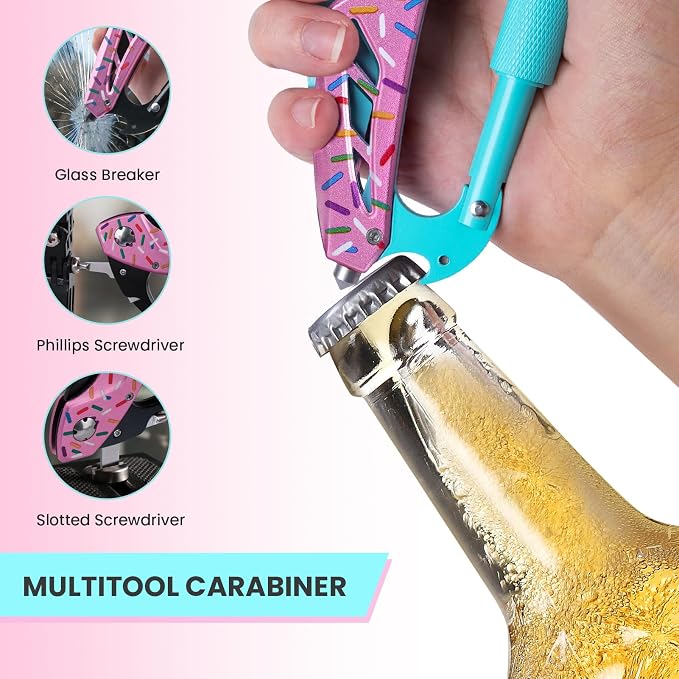 FUNBRO 6-in-1 Multitool with Folding Pocket Knife, Bottle Opener | Window Breaker and Screwdriver, Pocket Multi Tool, Gear for Camping Hiking, Gifts for Men Women