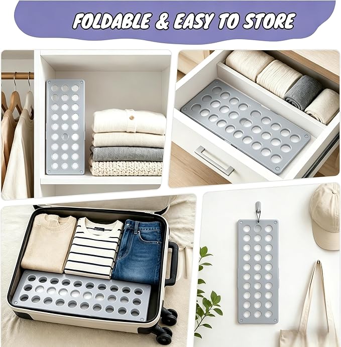 Mini Toddler Shirt Folding Board - Ages 1-7 Gray, Builds Independence | great for Montessori laundry, lightweight PP, smooth rounded edges, quick & simple, develops confidence & skills, stores flat