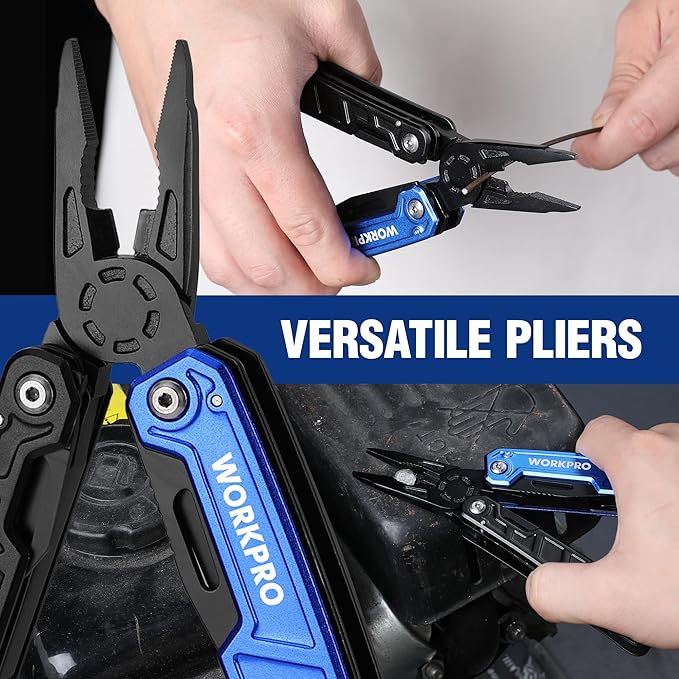 WORKPRO Multitool-11 in 1 Camping Tools with Mini Hammer | EDC Gear Multi Tools Hammer with Safety Lock and Pouch-Mini Multitools Gifts for Men and Women