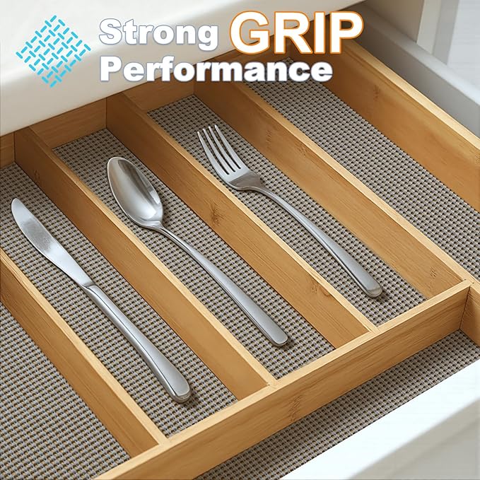 Songrey Non-Slip Shelf Cabinet and Drawer Liner, 12IN x 20FT, Dark Gray | No Adhesive Residue, Strong Grip, Thick PVC Mat, for Kitchen Shelves, Bathroom Drawers, Home Essentials, Snip to Fit