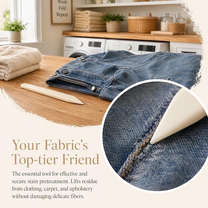 Ox Bone Clothes Scraper Tool for Fabric Stain Removal | Laundry Pretreatment Scraper for Clothing, Carpet, Upholstery and Delicate Fabrics, Smooth Polished Cleaning Tool