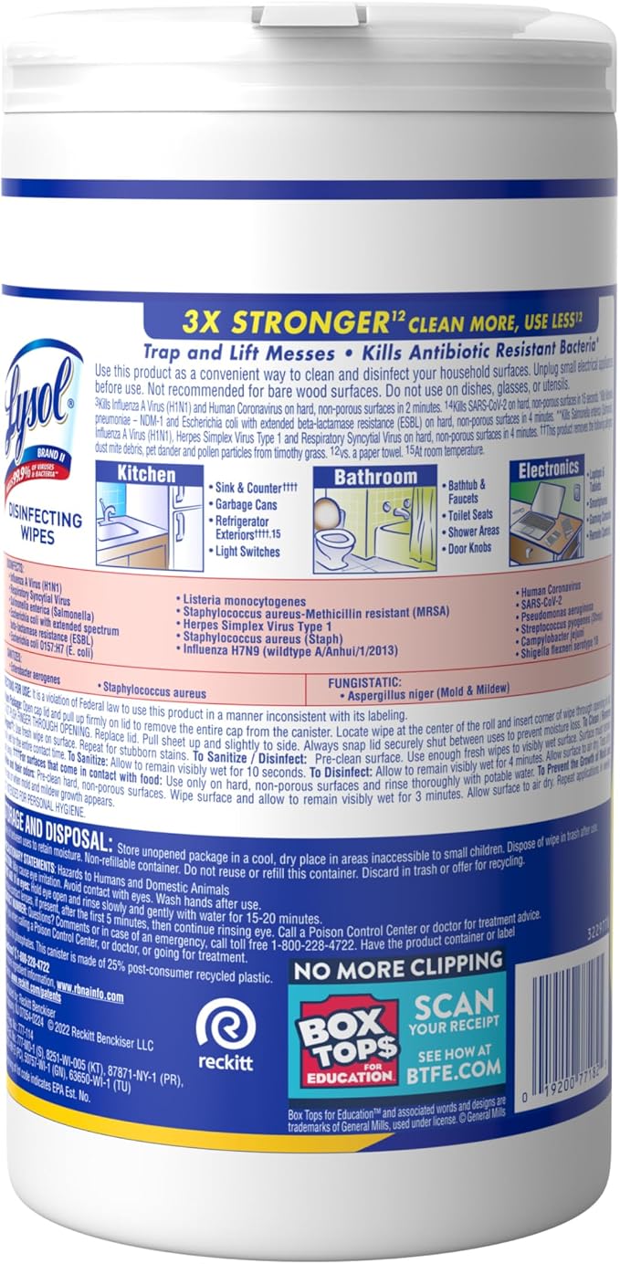 Lysol Disinfecting Wipes, Multi-Surface Cleaner, Crisp Linen, 80 ct.