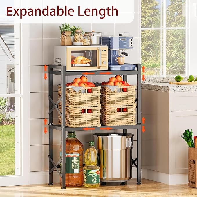 Expandable 110 LBS Heavy Duty Storage Shelves,Metal Shelving Unit for Pots Pans Microwave Small Appliance,Adjustable Storage Rack Shelf Organizer For Kitchen Garage Warehouse Cabinet Closet Pantry