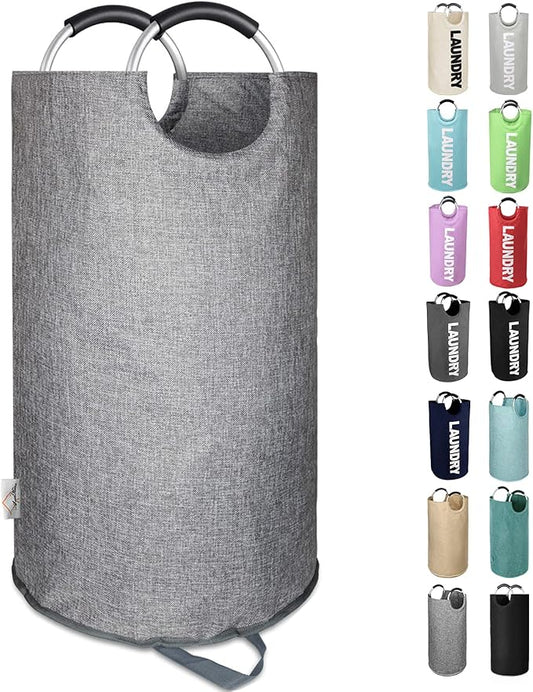 Large Laundry Basket, Laundry Hamper Bag Handles, 115L Heather Grey | Freestanding Tall Dirty Clothes Hamper, Collapsible and Portable Laundry Bin for Dorm and Bedroom, Thick Double layer Fabric