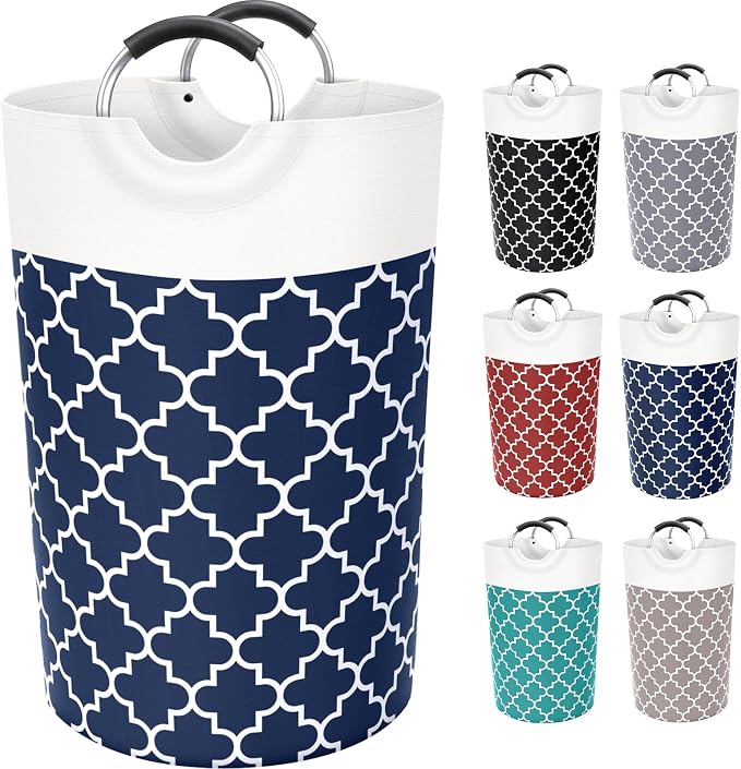 Fabspace Large Laundry Basket Laundry Hamper Bag Washing Bin Clothes Bag Collapsible Tall with Handles Waterproof Travel Bathroom College Essentials Storage for College Dorm, Family (Blue) 115L | Freestanding Laundry Hamper, Waterproof Dirty Clothes St...