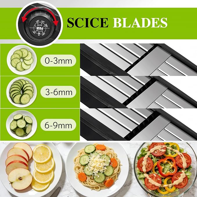 MASTERTOP Mandoline Slicer, 5 in 1 Mandoline Food Slicer for Kitchen,Stainless Steel Mini Vegetable Slicer with Safety Glove & Cleaning Brush,Adjustable Vegetable Chopper for Potatoes
