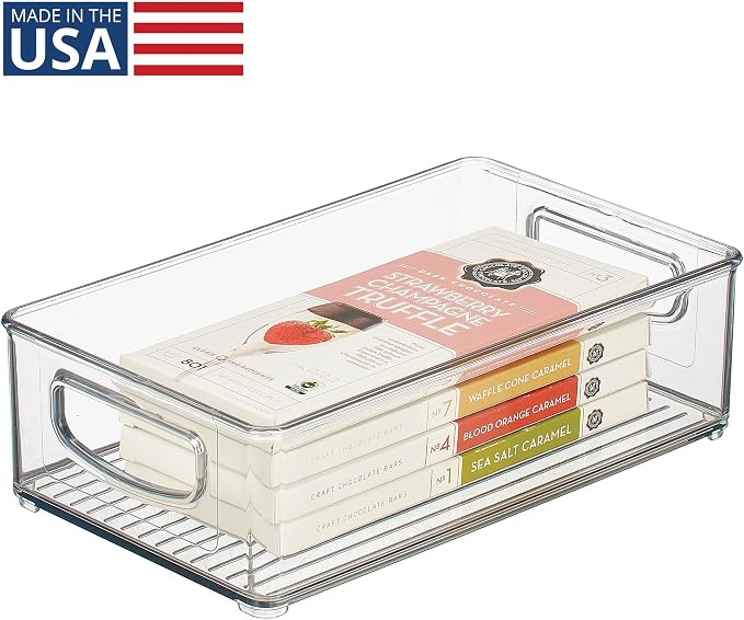 iDesign Stackable Pantry Bin with Handles, Clear | Kitchen Storage, Made in USA