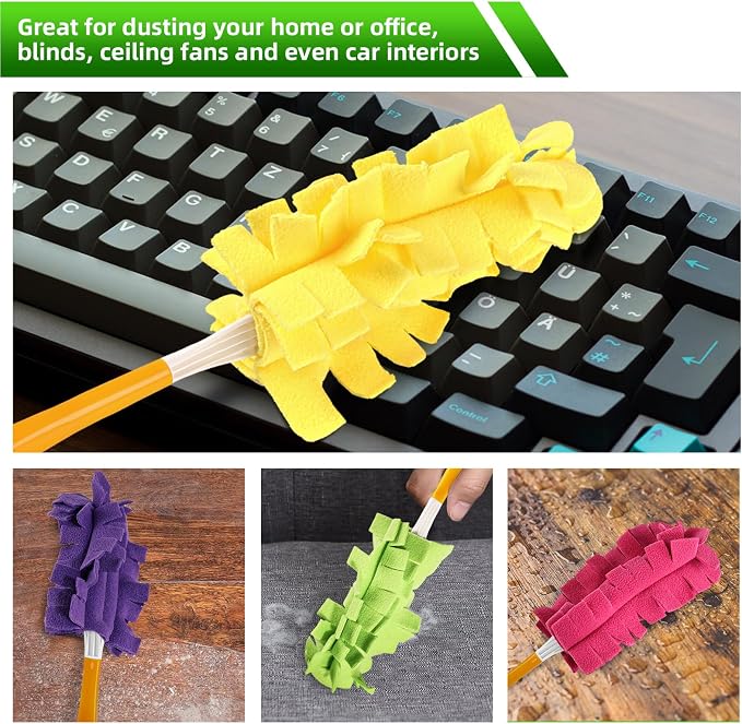Fleece Reusable Duster Refill Compitable with Swiffer Hand Duster | 6 Pack Washable Heavy Duty Duster Pads, 360 Cleaning Pads for Fan, Window, Furniture, Floor (Handle is Not Included)
