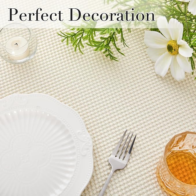 Beautysaid Shelf and Drawer Liner for Kitchen Cabinet Non Adhesive Non Slip | Shelf Paper Thickened for Dresser Pantry Shelve Bathroom Protector Liner Breathable Mat(Cream White Weave,12 in x 10 FT)