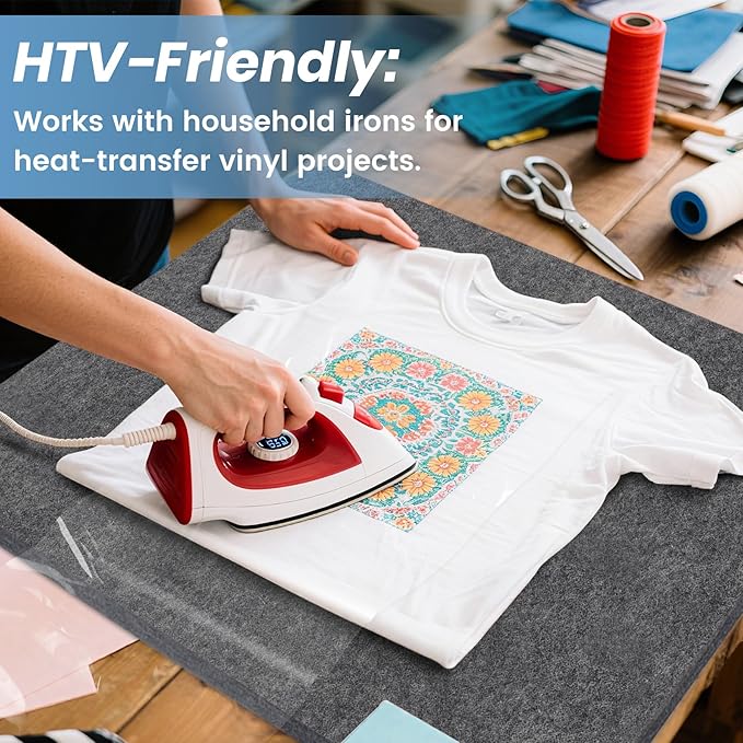 BREENHILL Wool Pressing Mat 17" x 24" – Large Felt Ironing Mat for Quilting Blocks & Garments,1/2" Thick Heat Reflective Wool Pressing Pad（Dark Gray）