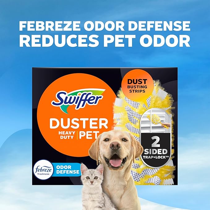 Swiffer Pet Heavy Duty Dusters Refills, Multisurface 360 Dusters with Febreze Odor Defense, 11 Count