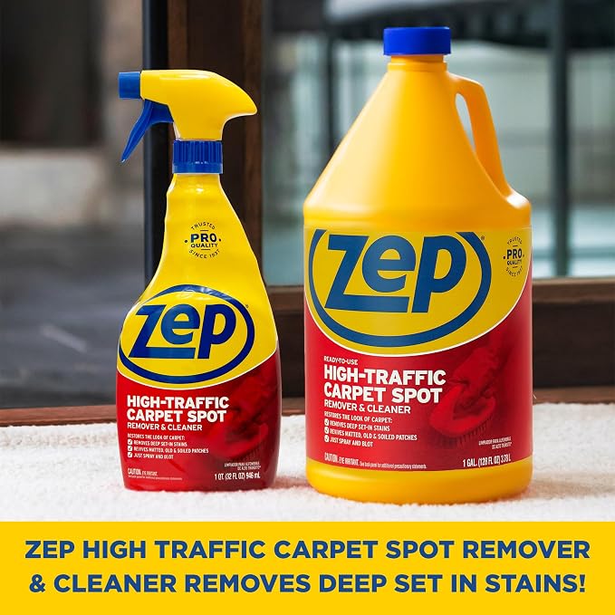 Zep High Traffic Carpet Cleaner - 1 Gallon - Penetrating Formula Removes Deep Stains. Make High-Traffic Areas Look New Again (Pack of 4)