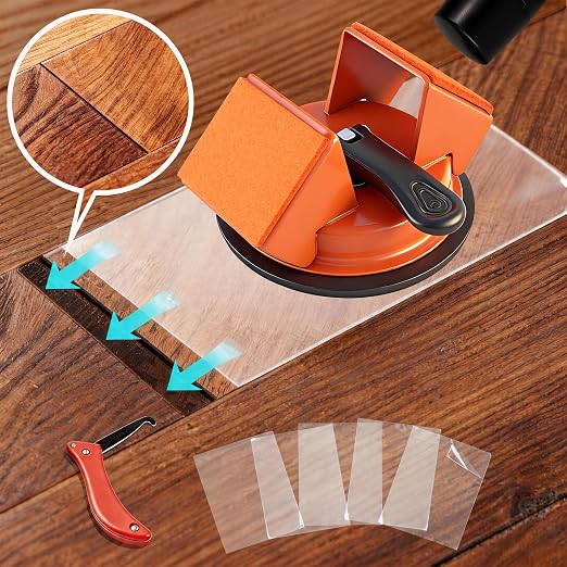 Floor Gap Fixer Tool Kit 45° Suction Cup Laminate Floor Repair Set | 45° angled design improves control and accuracy; strong suction cup grip closes gaps on laminate, vinyl & wood floors
