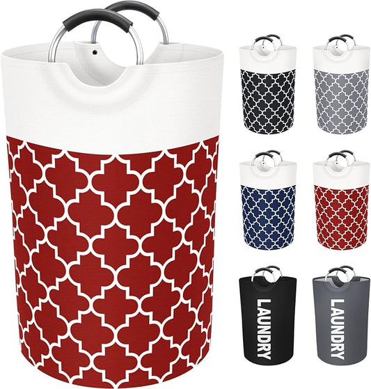 Fabspace Large Laundry Basket Laundry Hamper Bag Washing Bin Clothes Bag Collapsible Tall with Handles Waterproof Travel Bathroom College Essentials Storage for College Dorm, Family (Red) 75L | Freestanding Laundry Hamper, Waterproof Dirty Clothes Stor...