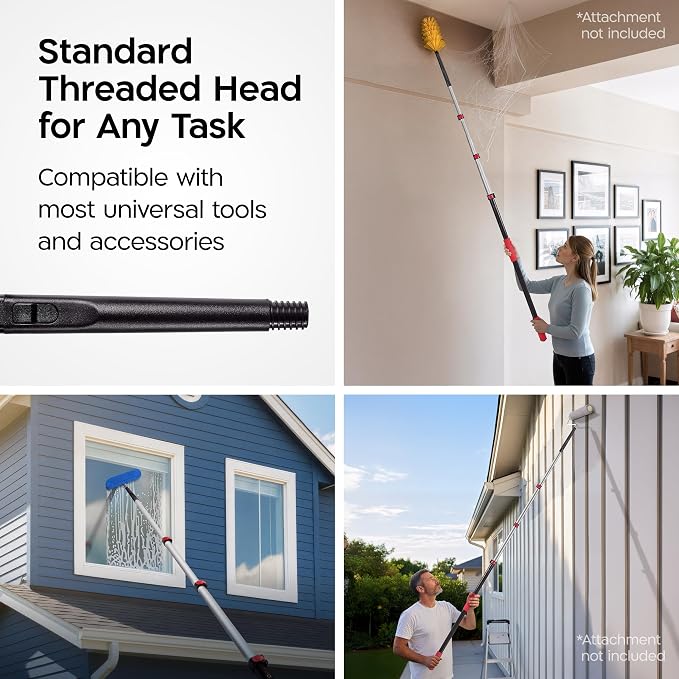 20 Feet High Reach Professional Window Squeegee with Extension Pole | 5-13ft Squeegee for Windows Cleaning | Outdoor Window Cleaner Tool, Windows Washing Kit with Extension Pole | Window Cleaning Kit